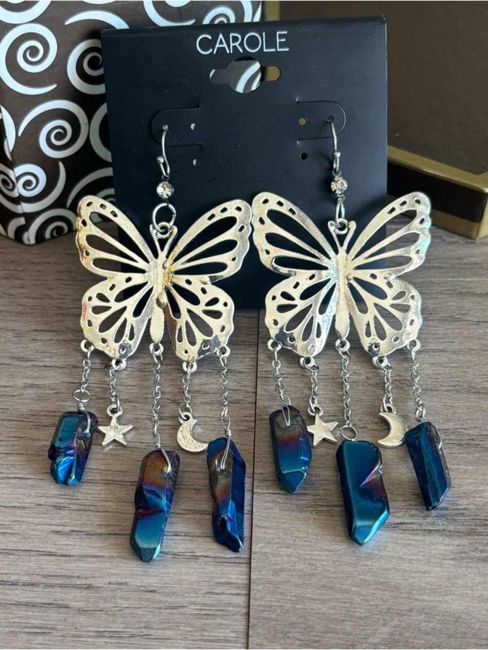 Stunning Butterfly Dangle Earrings with Iridescent Blue Accents
